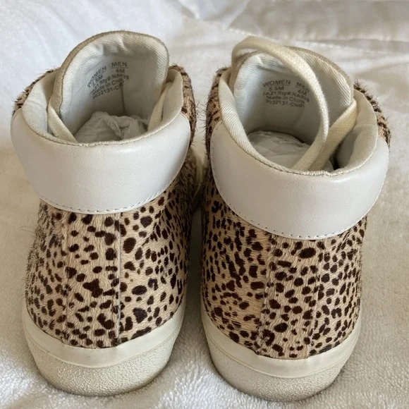 Madewell Sneakers Leather Calf Hair Mid Top Beige Brown Lace Up Size 5.5 - Picture 5 of 7